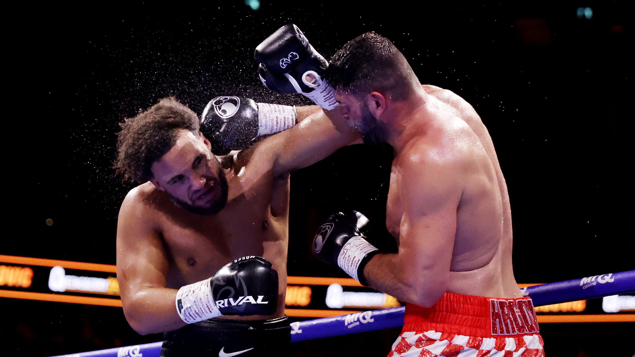 Filip Hrgovic lands a punch on Moses Itauma (left) during his win (Credit: Sky Sports)